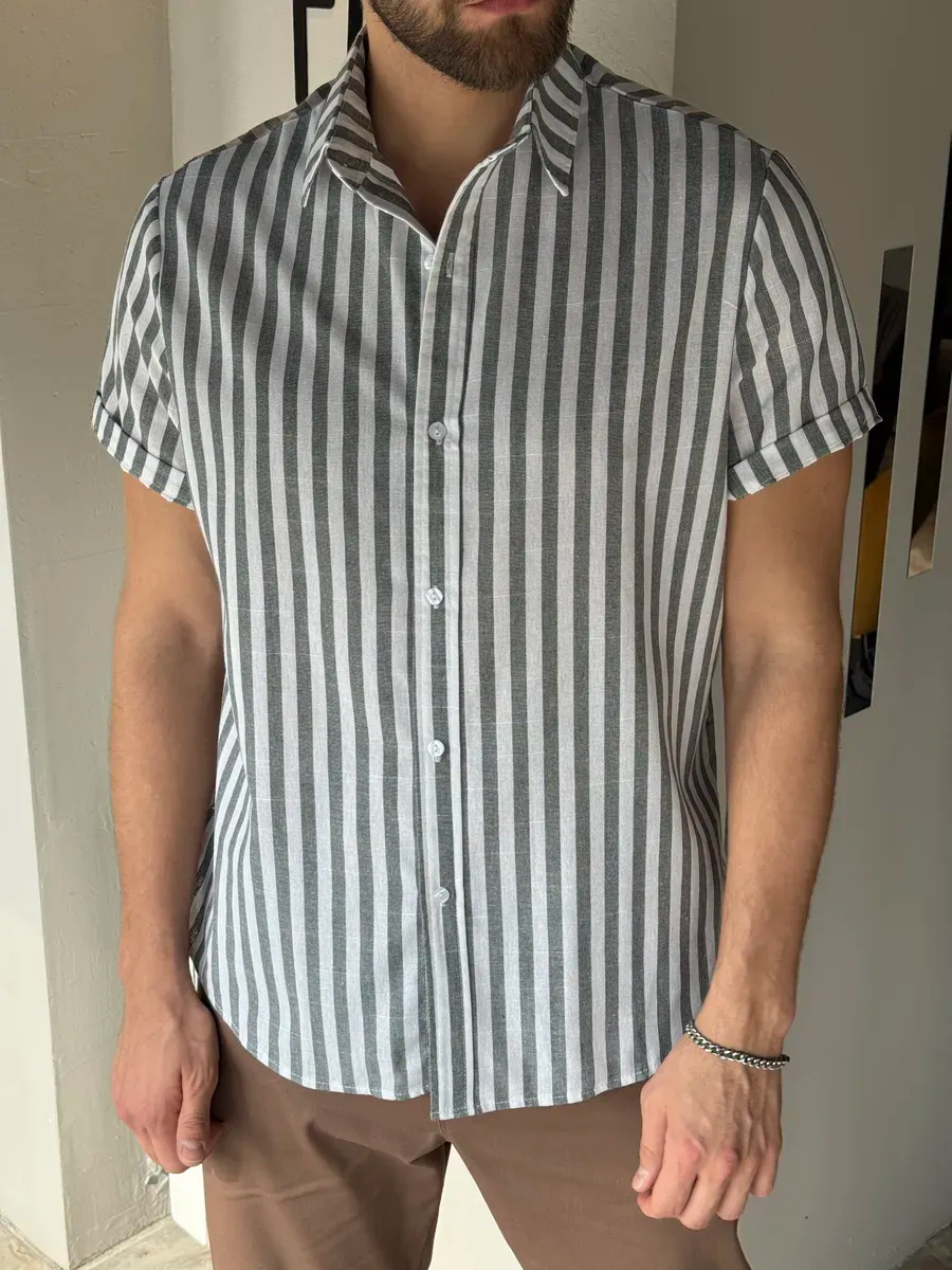 Chemise Rayé en lin style OLD MONEY