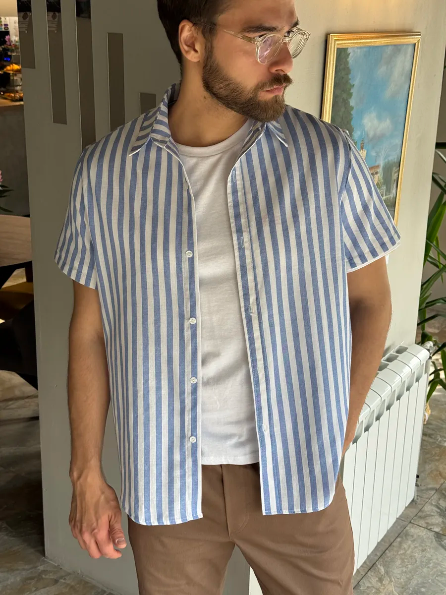 Chemise Rayé en lin style OLD MONEY