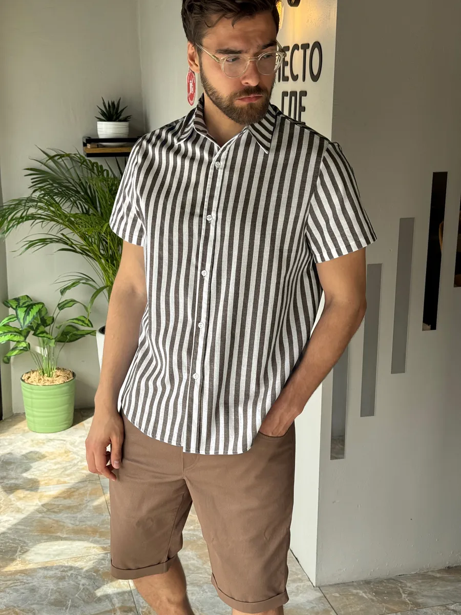 Chemise Rayé en lin style OLD MONEY