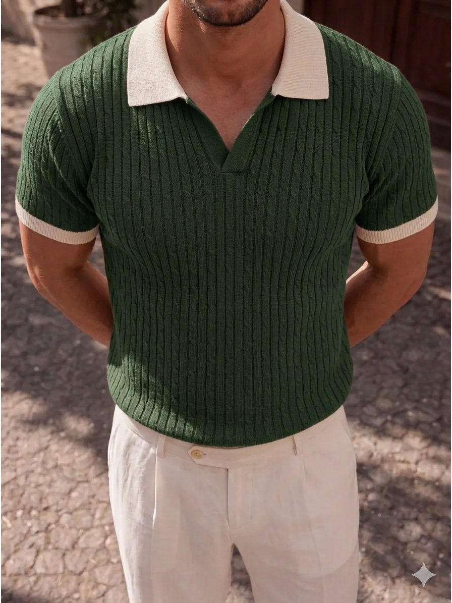 Polo Tricoté Col Ouvert